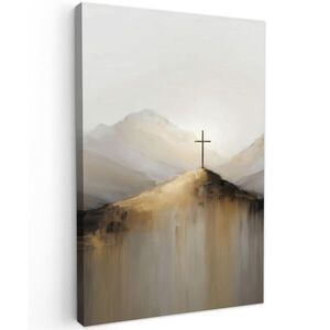 MuchoWow OBRAZ NA PLÁTNĚ Hills - Abstrakt - Cross - Křesťanství 60x90 cm obraz