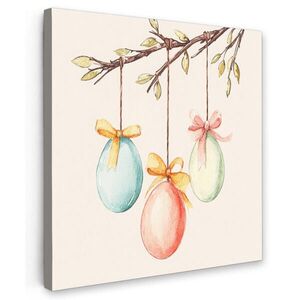 MuchoWow OBRAZ NA PLÁTNĚ Velikonoční dort - mašle - vejce 20x20 cm obraz