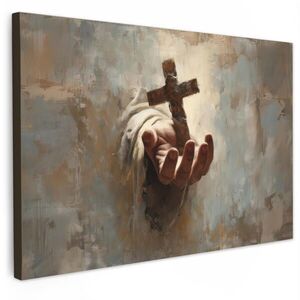MuchoWow OBRAZ NA PLÁTNĚ Abstrakt - Cross - Hand - Christianity 30x20 cm obraz
