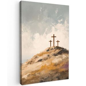 MuchoWow OBRAZ NA PLÁTNĚ Hills - Abstrakt - Křesťanství - Cross 60x90 cm obraz