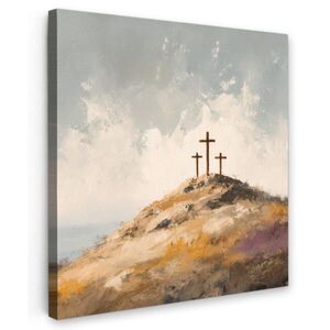 MuchoWow OBRAZ NA PLÁTNĚ Hills - Abstrakt - Křesťanství - Cross 50x50 cm obraz