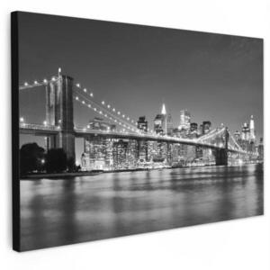 MuchoWow OBRAZ NA PLÁTNĚ New York - Most - Brooklyn - Černobílý - Architektura 90x60 cm obraz