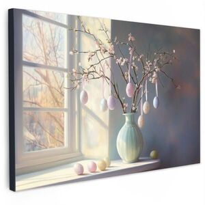 MuchoWow OBRAZ NA PLÁTNĚ Zátiší - Váza - Velikonoční ratolest 30x20 cm obraz