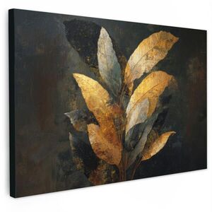 MuchoWow OBRAZ NA PLÁTNĚ Složení Golden Leaf - Botanický luxus 30x20 cm obraz