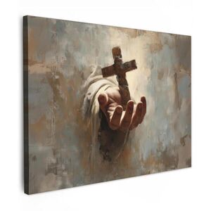 MuchoWow OBRAZ NA PLÁTNĚ Abstrakt - Cross - Hand - Christianity 40x30 cm obraz
