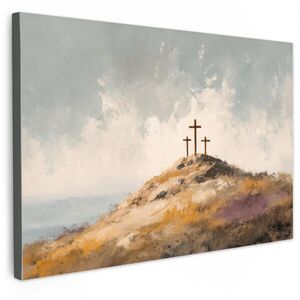 MuchoWow OBRAZ NA PLÁTNĚ Hills - Abstrakt - Křesťanství - Cross 90x60 cm obraz