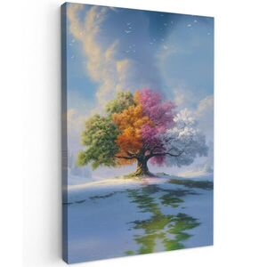 MuchoWow OBRAZ NA PLÁTNĚ Strom - Roční období - Zima - Krajina 80x120 cm obraz
