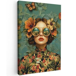 MuchoWow OBRAZ NA PLÁTNĚ Žena - Květiny - Motýli - Příroda - Vintage 40x60 cm obraz