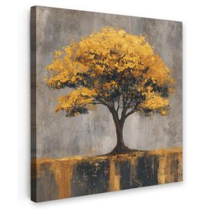 MuchoWow OBRAZ NA PLÁTNĚ Strom - listy - zlaté - abstraktní 20x20 cm obraz