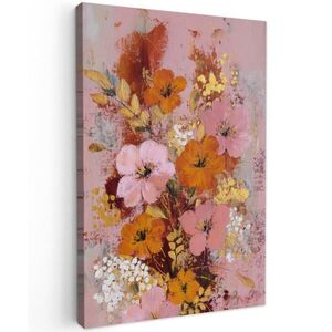 MuchoWow OBRAZ NA PLÁTNĚ Malování - Květiny - Rustikální - Růžová 40x60 cm obraz