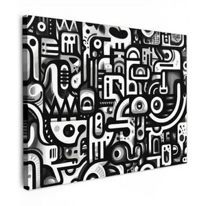 MuchoWow OBRAZ NA PLÁTNĚ Symboly - abstraktní - grafické - černé 80x60 cm obraz