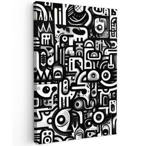 MuchoWow OBRAZ NA PLÁTNĚ Symboly - abstraktní - grafické - černé 40x60 cm obraz
