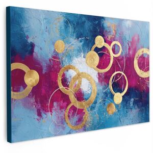 MuchoWow OBRAZ NA PLÁTNĚ Kruhy - zlaté - abstraktní 90x60 cm obraz