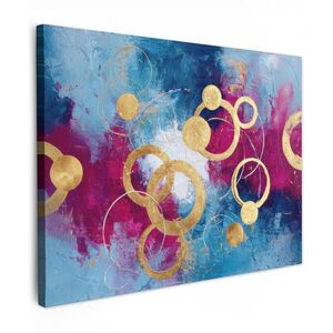 MuchoWow OBRAZ NA PLÁTNĚ Kruhy - zlaté - abstraktní 40x30 cm obraz