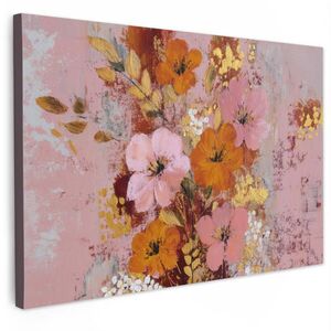 MuchoWow OBRAZ NA PLÁTNĚ Malování - Květiny - Rustikální - Růžová 120x80 cm obraz