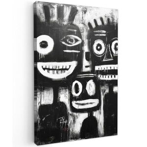 MuchoWow OBRAZ NA PLÁTNĚ Malba - Figury - černá - abstraktní 20x30 cm obraz