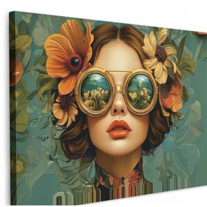 MuchoWow OBRAZ NA PLÁTNĚ Žena - Květiny - Motýli - Příroda - Vintage 30x20 cm obraz