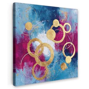 MuchoWow OBRAZ NA PLÁTNĚ Kruhy - zlaté - abstraktní 20x20 cm obraz
