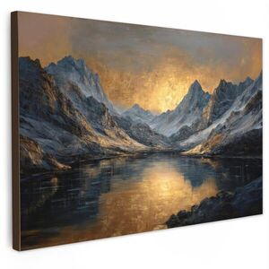 MuchoWow OBRAZ NA PLÁTNĚ Horská scenérie se zlatým západem slunce 120x80 cm obraz