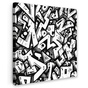 MuchoWow OBRAZ NA PLÁTNĚ Tvary - písmena - graffiti - černá 50x50 cm obraz