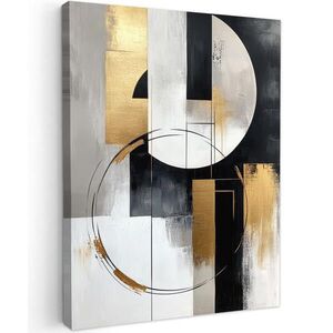MuchoWow OBRAZ NA PLÁTNĚ Abstraktní - Zlato - Stříbro - Tvary - Estetika 60x80 cm obraz