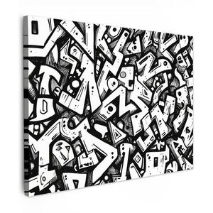 MuchoWow OBRAZ NA PLÁTNĚ Tvary - písmena - graffiti - černá 80x60 cm obraz
