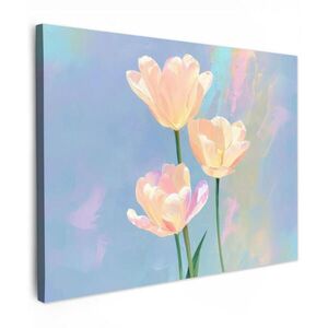 MuchoWow OBRAZ NA PLÁTNĚ Tulipány - růžové akcenty - modré 40x30 cm obraz