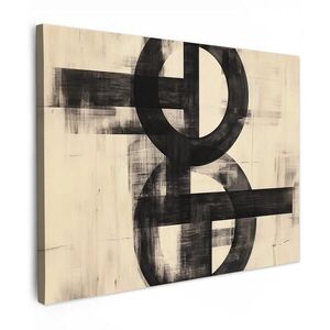 MuchoWow OBRAZ NA PLÁTNĚ Kruhy - trámy - černá - abstraktní 80x60 cm obraz