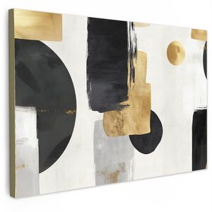 MuchoWow OBRAZ NA PLÁTNĚ Zlatá - Obdélníky - Kruhy - Abstraktní 120x80 cm obraz