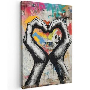 MuchoWow OBRAZ NA PLÁTNĚ Ruce - Srdce - Street art - Graffiti 60x90 cm obraz