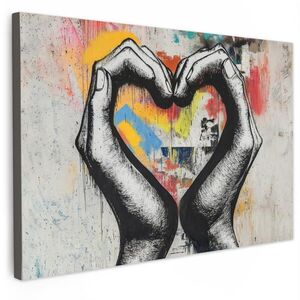 MuchoWow OBRAZ NA PLÁTNĚ Ruce - Srdce - Street art - Graffiti 30x20 cm obraz