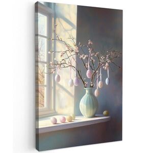 MuchoWow OBRAZ NA PLÁTNĚ Zátiší - Váza - Velikonoční ratolest 40x60 cm obraz