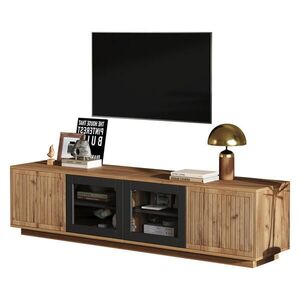 FLIEKS NÍZKÁ KOMODA 180 cm Černá LED Sklo Pro TV 75" obraz