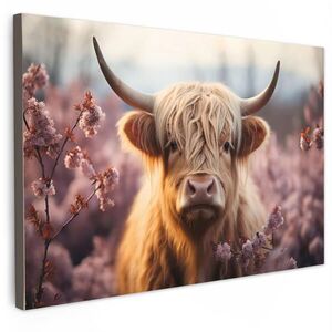 MuchoWow OBRAZ NA PLÁTNĚ Skotský horal - Jaro - Vysočina 90x60 cm obraz