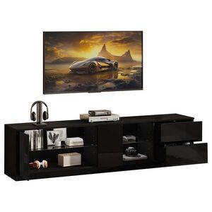 FLIEKS NÍZKÁ KOMODA 160 cm Černý Lesk LED 65 Zoll TV obraz