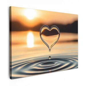MuchoWow OBRAZ NA PLÁTNĚ Srdce - Voda - Západ slunce - Příroda - Zen 40x30 cm obraz