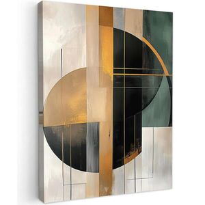 MuchoWow OBRAZ NA PLÁTNĚ Abstraktní - Zlato - Bronz - Zelená - Tvary - Moderní 60x80 cm obraz