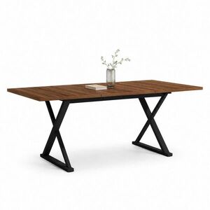 STILVORA JÍDELNÍ STŮL v ořechové barvě, moderní, pevný, s kovovými nohami, pro 6–8 osob, 180 × 90 × 75 cm obraz