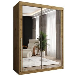 Home Collective ŠATNÍ SKŘÍŇ S POSUVNÝMI DVEŘMI se zrcadlem, šířka 150 cm, Artisan se stříbrným madlem obraz
