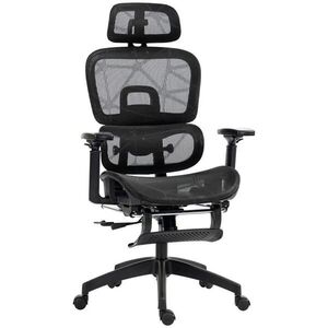 SHOPENTRA OTOČNÁ židle, černá, síťovaná, ergonomická, s područkami a opěrkou nohou obraz