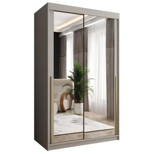 Home Collective ŠATNÍ SKŘÍŇ S POSUVNÝMI DVEŘMI se zrcadlem, šířka 120 cm, kašmírová se zlatým madlem obraz