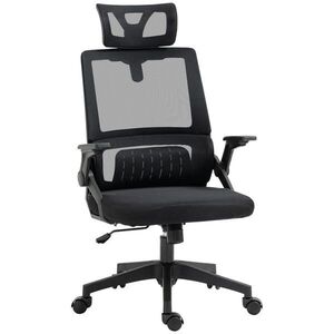 Vinsetto KANCELÁŘSKÁ ŽIDLE Ergonomická, kancelářská židle s nastavitelnou opěrkou hlavy, síťovina, černá obraz