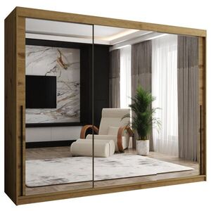 Home Collective ŠATNÍ SKŘÍŇ S POSUVNÝMI DVEŘMI se zrcadlem, šířka 250 cm, Artisan s černým madlem obraz