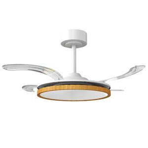 HOMCOM STROPNÍ ventilátor se světlem, ocel, přírodní dřevo obraz