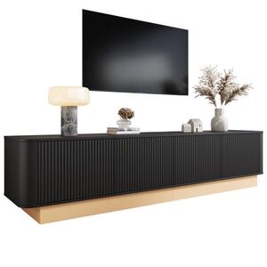 STILVORA TV SKŘÍŇ v černé barvě TV skříňka s nastavitelnými policemi, B200/T40/H47, 5cm obraz