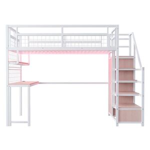 FLIEKS VYVÝŠENÁ POSTEL 140x200cm Stůl LED Úložný Bílá obraz
