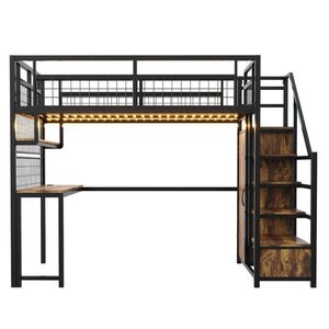 FLIEKS VYVÝŠENÁ POSTEL 140x200cm Kov Skříň Stůl LED Černá obraz