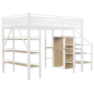STILVORA HOCHBETT 140/200 cm in Weiß mit Regal, Schreibtisch und Kleiderschrank obraz