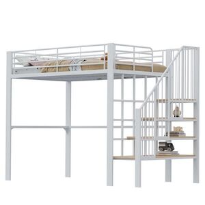 FLIEKS VYVÝŠENÁ POSTEL 140x200 cm Kov Schody Úložný prostor obraz