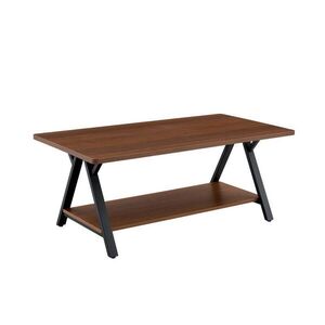 Modfu KONFERENČNÍ stolek z MDF 110x57x44, 5 cm ořechová s černou kovovou konstrukcí a úložnou policí obraz
